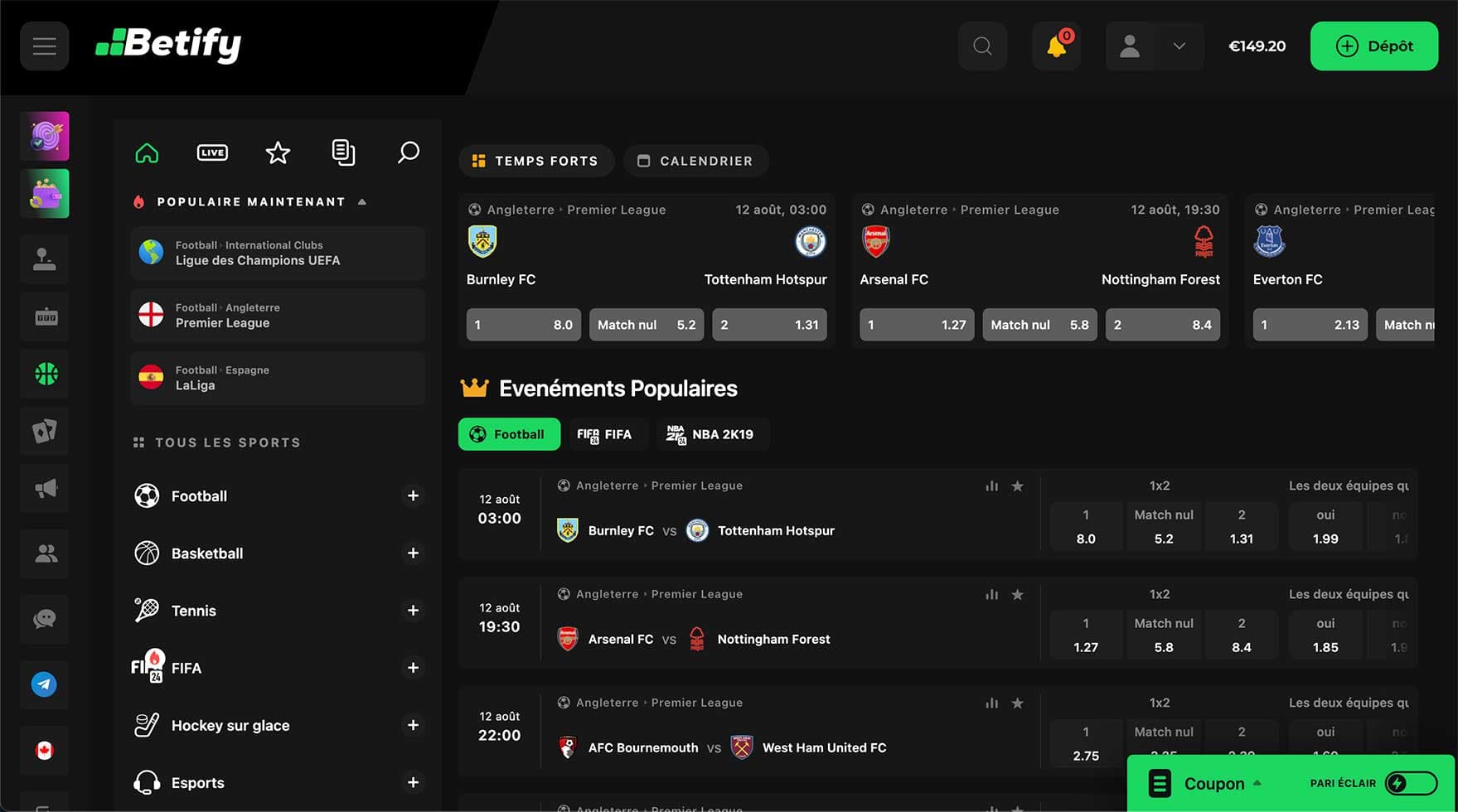 Betify : Le meilleur site de paris sportifs en France